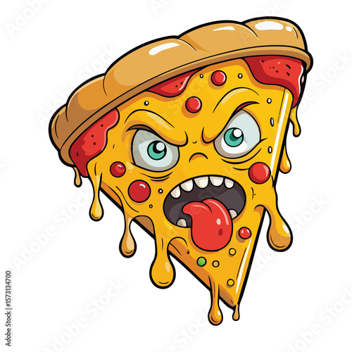 Funny pizza vector illustration art