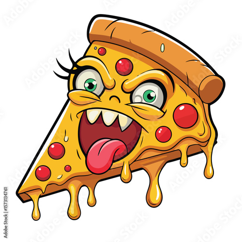 Funny pizza vector illustration art