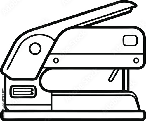 industrial style power stapler black line art vector