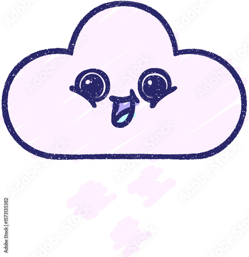 Drifting Cloud Chalk Drawing in bright neon color