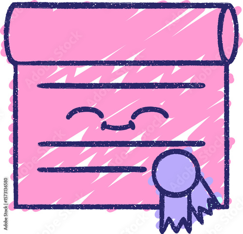 Certificate Chalk Drawing in bright neon color