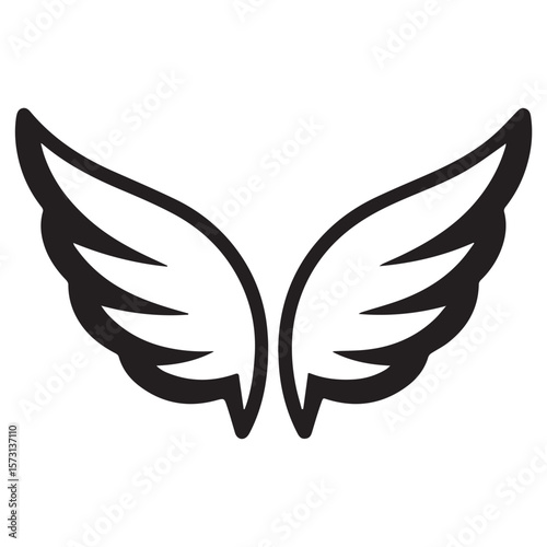 A pair of stylized wings spread wide, representing freedom, flight, and angelic grace