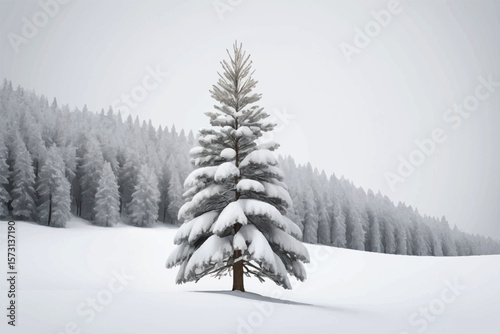 snow covered pine tree