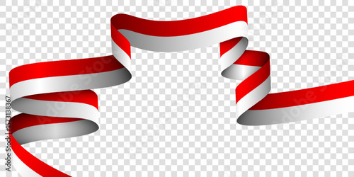 Indonesian ribbon flag in rolled down design for indonesia independence day