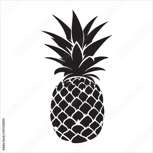 Pineapple silhouette icon isolated, pineapple silhouette line art vector illustration with a white background Vector illustration