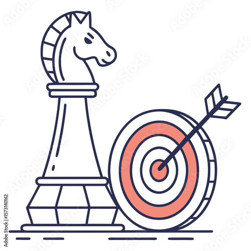 Abstract Line Art Concept for Business Solutions, Winning, and Aiming for Objectives