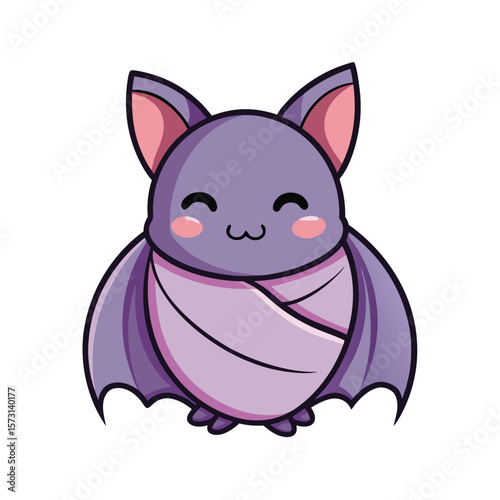 kawaii bat wrapped in wings like blanket cozy
