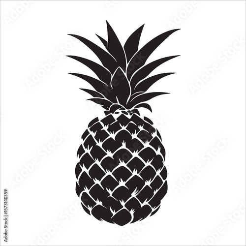 Pineapple silhouette icon isolated, pineapple silhouette line art vector illustration with a white background Vector illustration