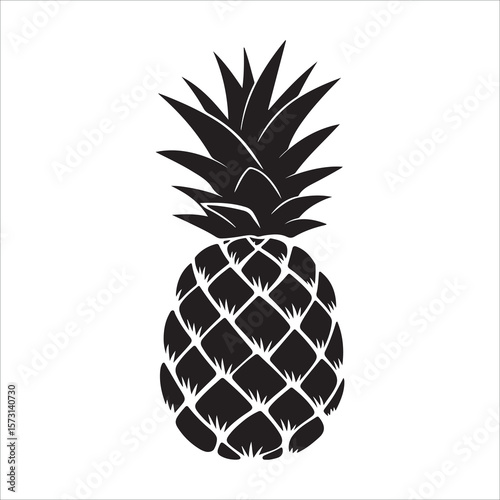 Pineapple silhouette icon isolated, pineapple silhouette line art vector illustration with a white background Vector illustration