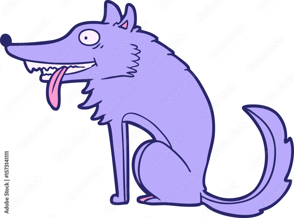 Fototapeta premium hungry cartoon wolf in bright neon color