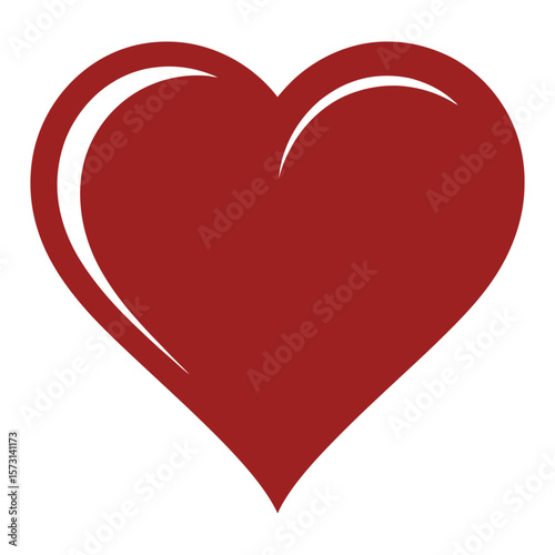 Dark Red Heart Shape Simple Graphic Design Element Valentines Day Love Romance Symbol