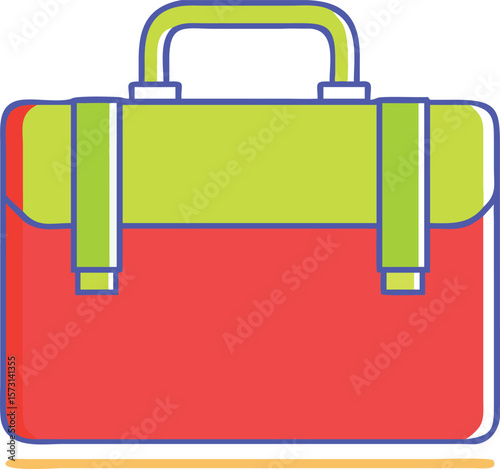 Colorful business briefcase icon with straps