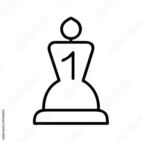 Chess pawn piece with number one symbolizing victory and success  