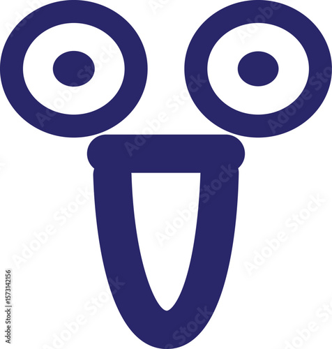 pleasantly amazed face icon in bright neon color