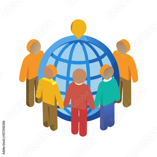  Global Community Unity and International Teamwork Icon