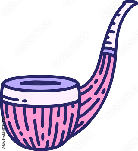 iconic tattoo style image of a smokers pipe in bright neon color