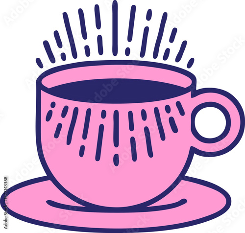 tattoo in traditional style of cup of coffee in bright neon color