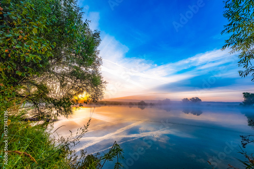 Body of water with a tree in the foreground