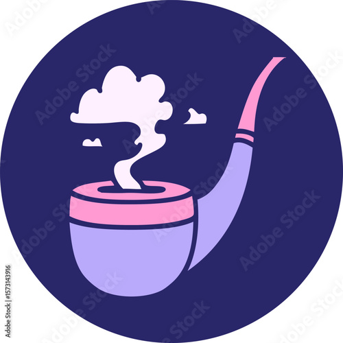 iconic tattoo style image of a smokers pipe in bright neon color