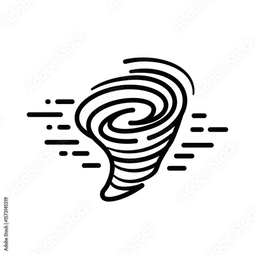 Vector icon of a swirling tornado in dynamic lines  
