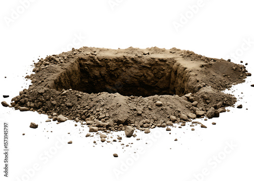 earth hole in the ground isolated on white background PNG, AI GENERATED