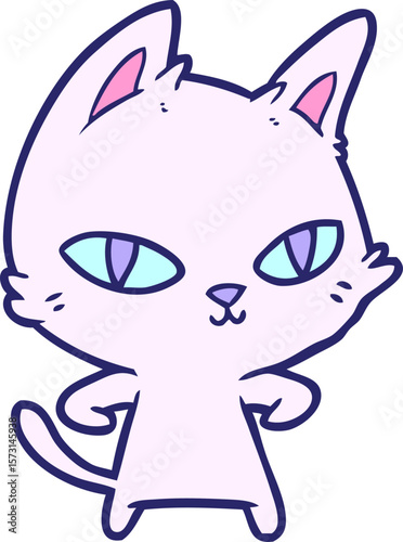 cartoon cat staring in bright neon color