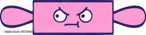 cute cartoon of a rolling pin in bright neon color