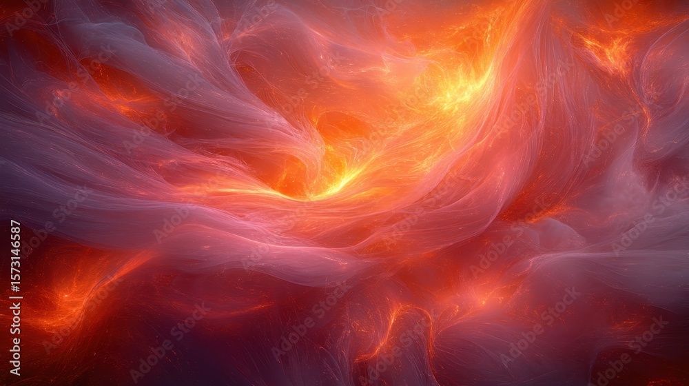 Fototapeta premium Fiery Nebula Swirling Cosmic Energy Abstract Background