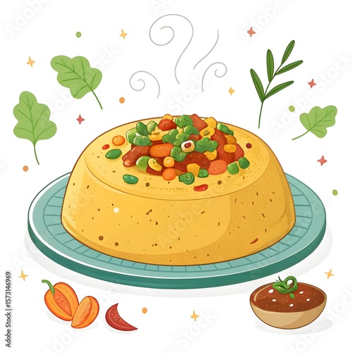Delicious and healthy vegetable stew served on a plate with side dishes isolated on white background isolated on transparent background