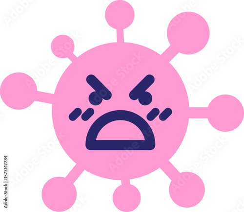 angry boss virus in bright neon color