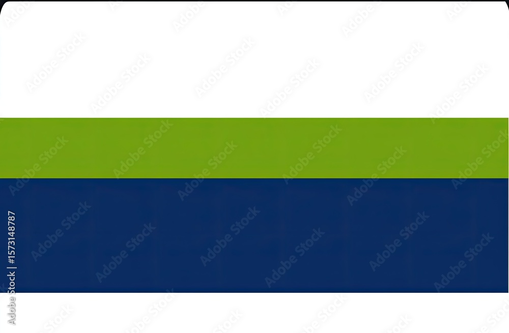 Fototapeta premium Horizontal triband flag with white, olive-green, and navy blue stripes