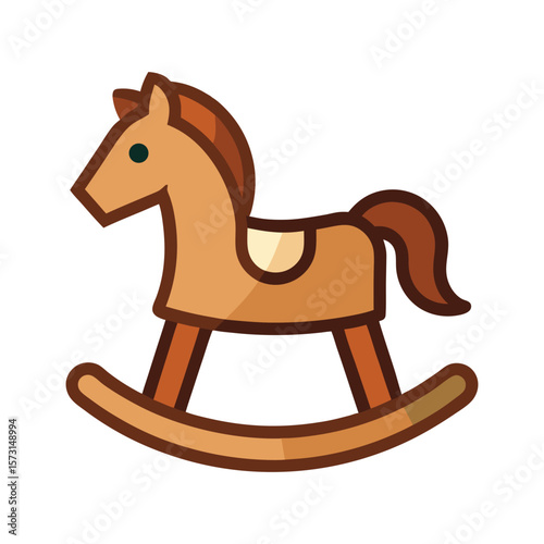 Classic wooden rocking horse toy illustration on a white background
