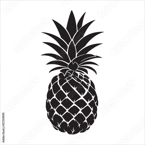 Pineapple silhouette icon isolated, pineapple silhouette line art vector illustration with a white background Vector illustration