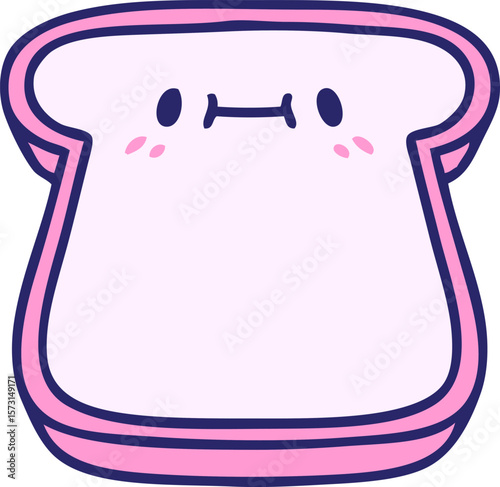 cartoon slice of bread with face in bright neon color