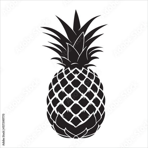 Pineapple silhouette icon isolated, pineapple silhouette line art vector illustration with a white background Vector illustration