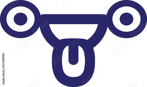 staring face sticking out tongue icon in bright neon color