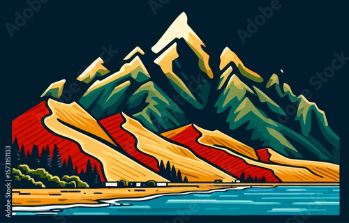 indiana dunes digital vector artwork graphic