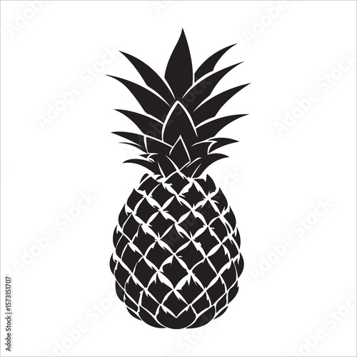 Pineapple silhouette icon isolated, pineapple silhouette line art vector illustration with a white background Vector illustration