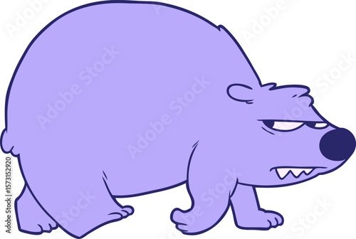 cartoon angry bear in bright neon color