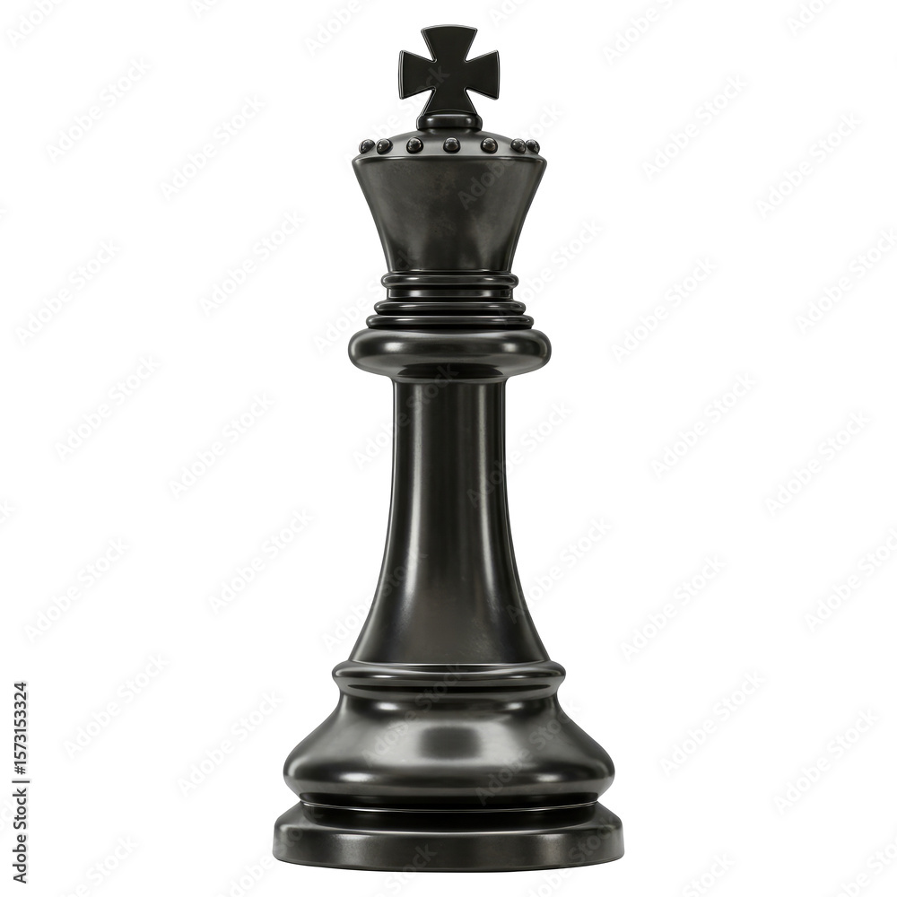A Black King Chess Piece on a Transparent PNG Background. Cut Out, Clipping Path. A Black King Chess Piece on a Transparent PNG Background. Cut Out, Clipping Path.