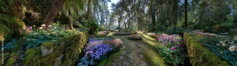 Lush floral pathway enchanted forest hdr 360 degrees serenity hdri Lush floral pathway enchanted forest hdr 360 degrees serenity hdri