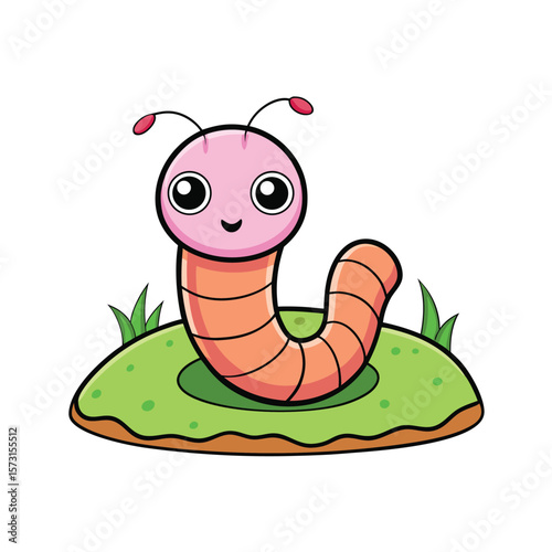 kawaii worm peeking from a hole in the ground light