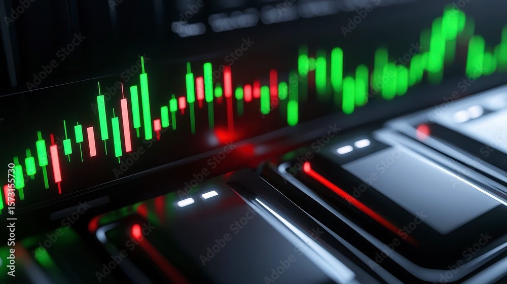 Dynamic stock market data chart showing investment trends with fluctuating lines highlighted in green and red colors. Interactive visual representation of investment performance displaying Dynamic stock market data chart showing investment trends with fluctuating lines highlighted in green and red colors. Interactive visual representation of investment performance displaying