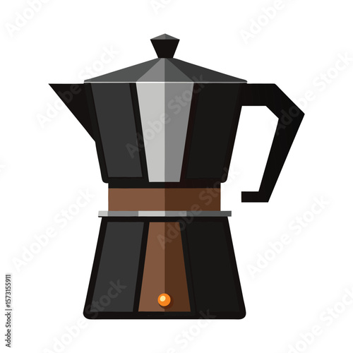 Classic black stovetop moka pot coffee maker with a modern design