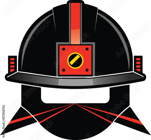 laser level mounted on a builder's helmet creative