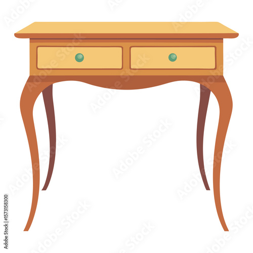 Elegant antique wooden console table with two drawers and cabriole legs