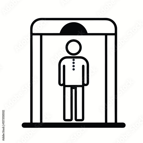 airport security scanner line art icon, travel screening and safety vector symbol