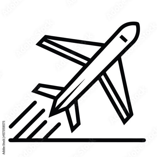 airplane takeoff icon, flight departure and travel vector symbol