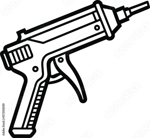 line art vector of power caulking gun angled side
