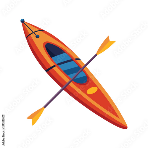 Vector Illustration of a Kayak with Paddle for Water Sports Isolated on a White Background
